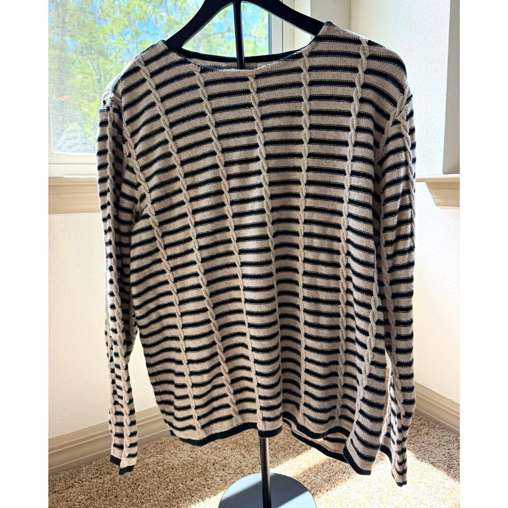 Coldwater Creek Black/White Striped Knit Crew Neck Long Sleeve Sweater S